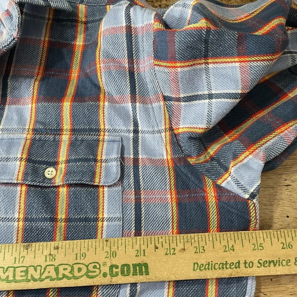 Polo Ralph Lauren 100% Cotton Flannel Shirt Mens M Blue Plaid Vintage‎ 90s Flap
